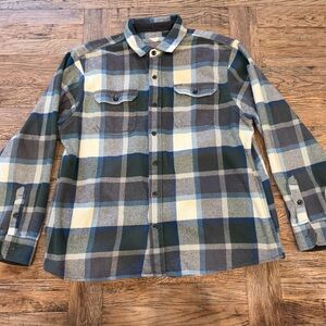 Orvis Men’s XXL Plaid Flannel Shirt Jacket Blue Green Button Down